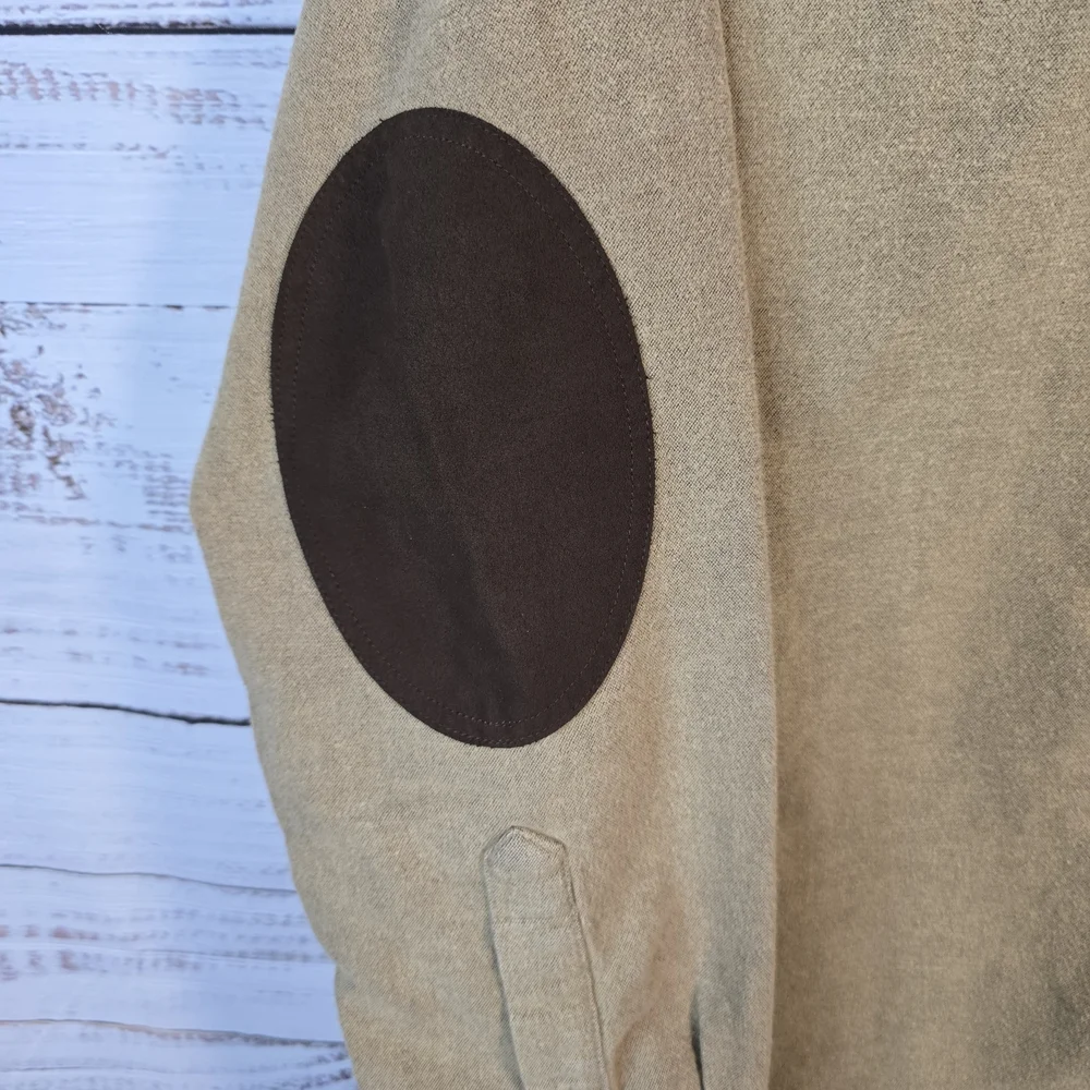 J.Crew Tan Button Down Shirt w/ Brown Elbow‎ Patches Size Small Preppy Classic